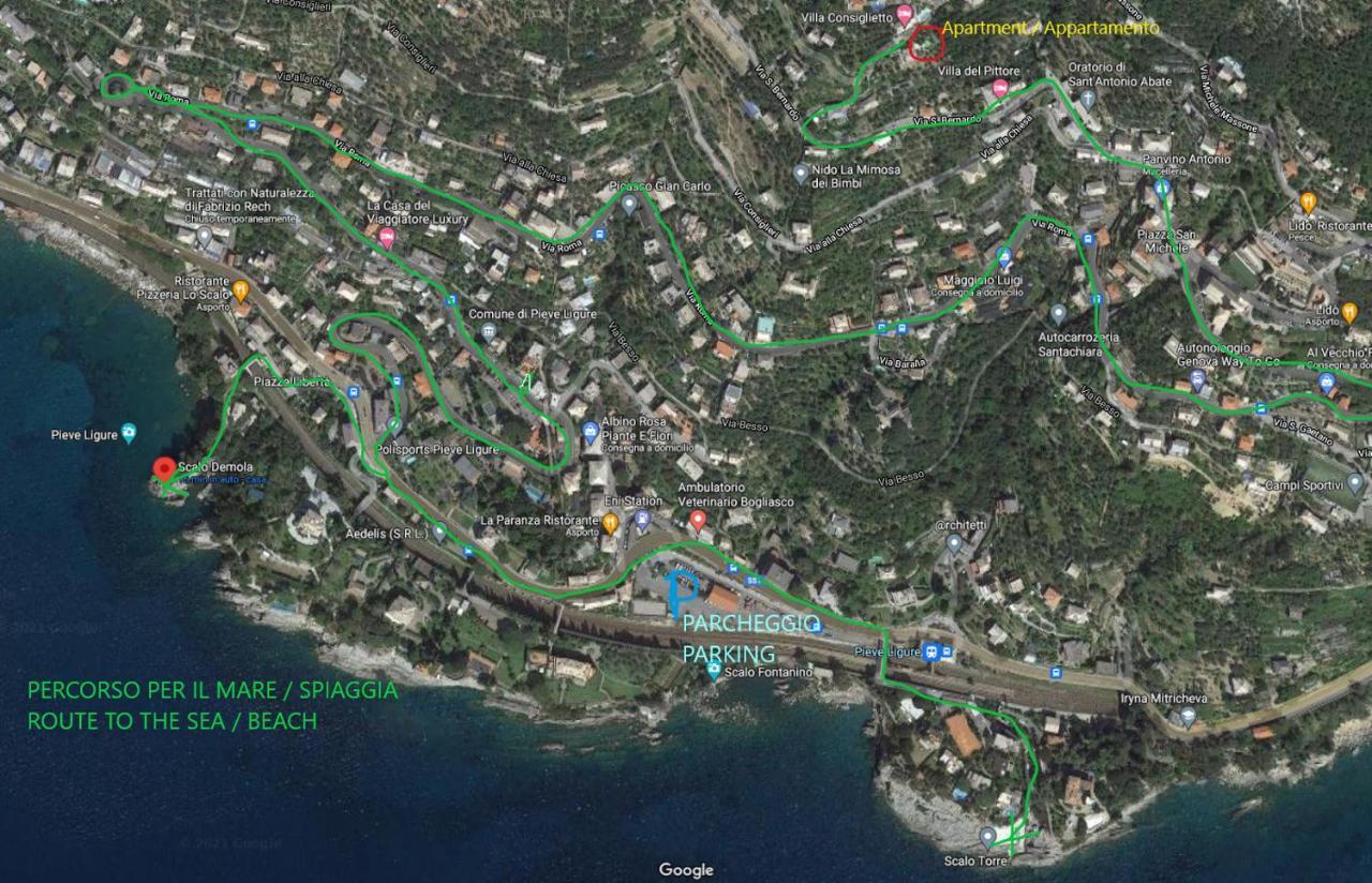 Casaviva - Ampio Trilocale Vista Mare Con Piscina - Pieve Alta Leilighet Pieve Ligure Eksteriør bilde
