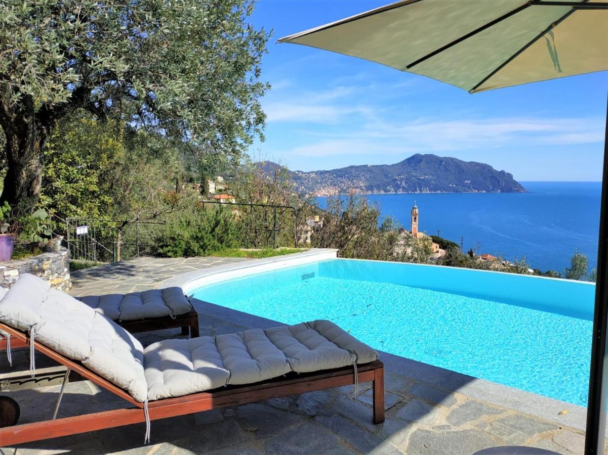 Casaviva - Ampio Trilocale Vista Mare Con Piscina - Pieve Alta Leilighet Pieve Ligure Eksteriør bilde