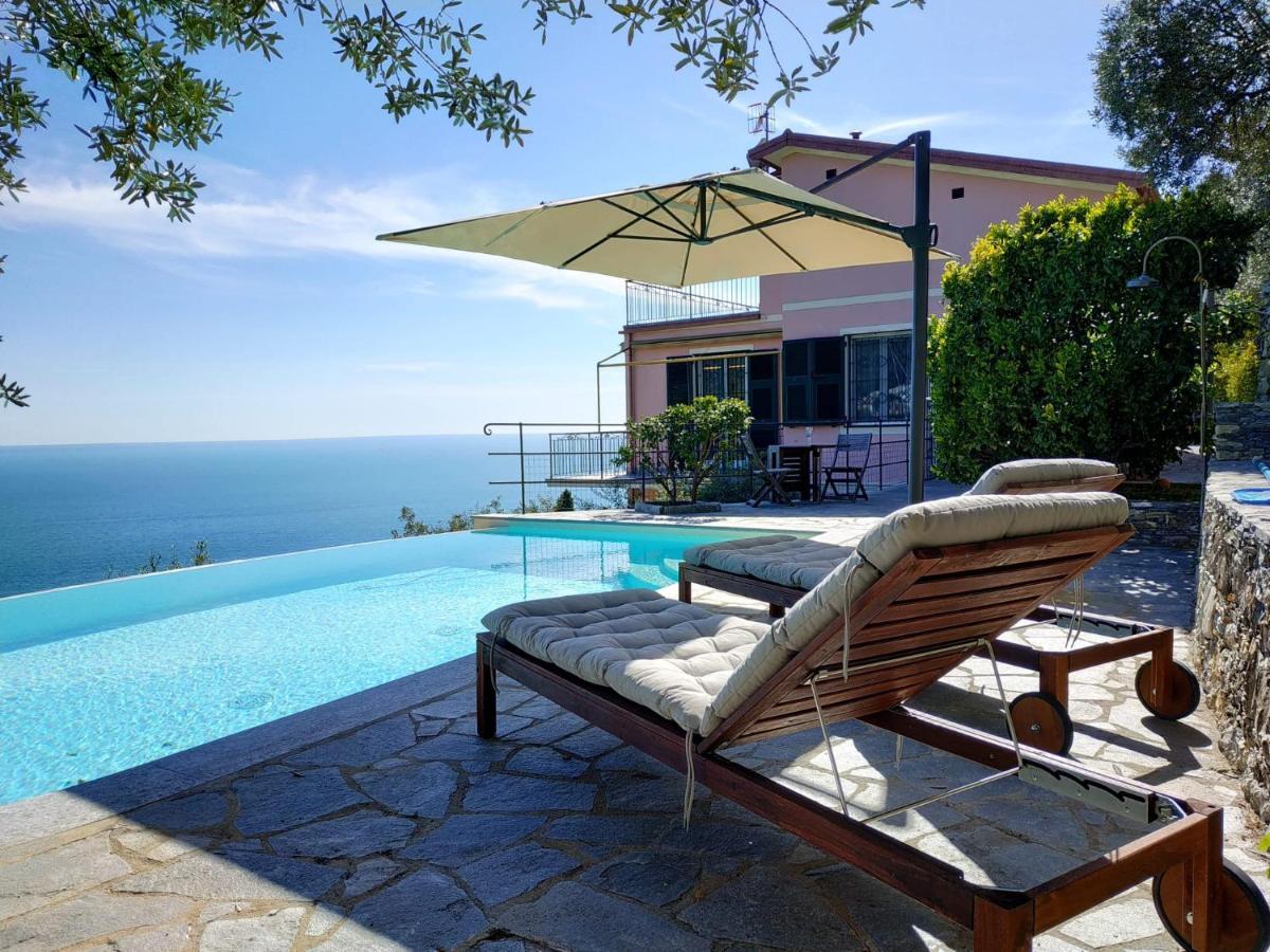 Casaviva - Ampio Trilocale Vista Mare Con Piscina - Pieve Alta Leilighet Pieve Ligure Eksteriør bilde